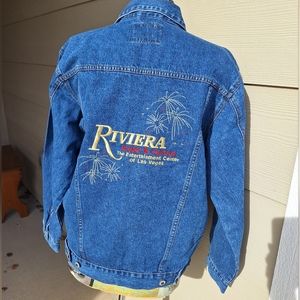 Vtg Vegas Blues Riviera hotel and casino embroidered denim jacket